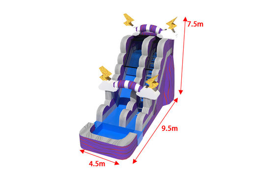 Đường trượt nước thunder màu tím bơm với sân chơi ngoài trời