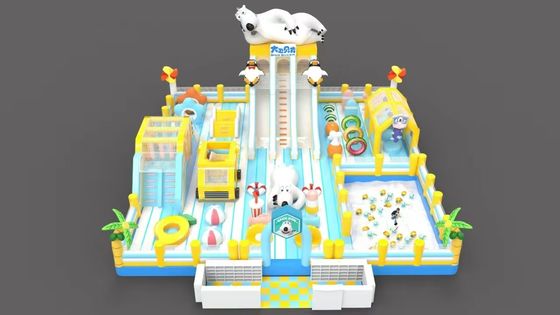 Lớn thương mại bơm với slide bouncy trở ngại bể bơi cát