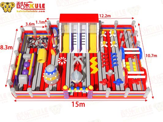 Công viên giải trí Ultraman Lâu đài nhảy bơm với những chướng ngại vật trượt