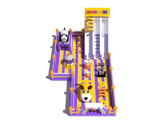 Động vật Công viên giải trí sân chơi Lâu đài nhảy bơm với hai slide