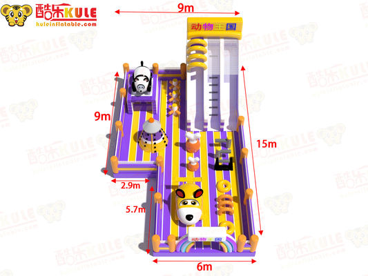 Động vật Công viên giải trí sân chơi Lâu đài nhảy bơm với hai slide