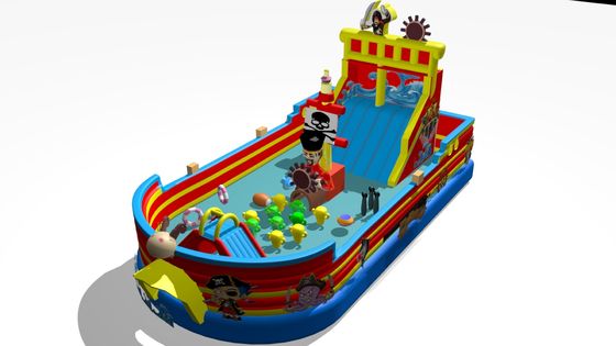 Tàu cướp biển Slide lớn có thể thổi phồng Blue Red màu vàng