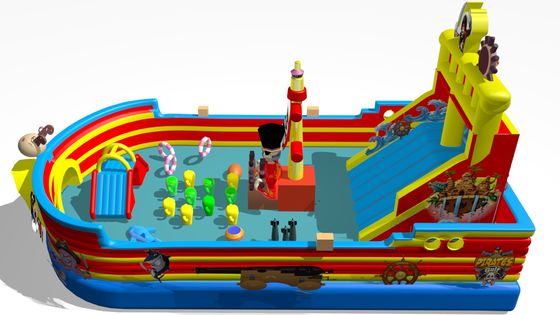 Tàu cướp biển Slide lớn có thể thổi phồng Blue Red màu vàng