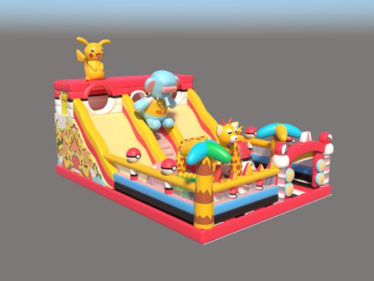 Công viên Pikachu thương mại Lâu đài lơ lửng có thể thổi với slide lớn