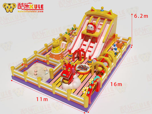 Trung Quốc Sư tử rồng Lâu đài nổi bơm với băng trượt và bể bơi cát