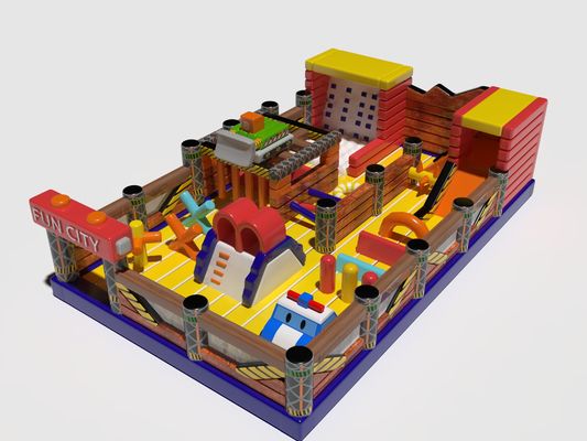 Fun City sân chơi trong nhà bơm 11 * 7 * 3m Với tường Cimbing slide