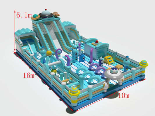 Blue Inflatable Commercial Bouncy Castle với các rào cản trượt