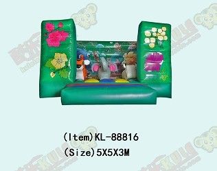 Thương mại màu xanh lá cây voi bơm nổi lâu đài cho trẻ em