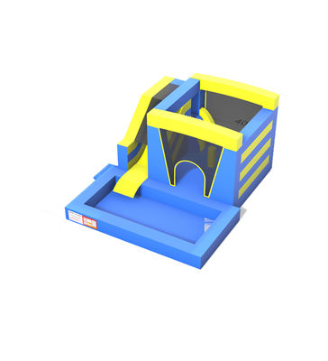 Blue Yellow nhà nhảy bơm với trượt và hồ bơi