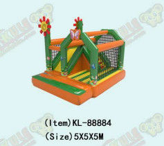 Green Orange Inflatable Bouncy House Với Slide Cho Trẻ Em