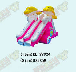 Dolphin Double Lane Inflatable Slide Cho Trẻ em Công viên giải trí