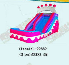 Pink Crown Inflatable Wet Dry Inflatable Slide Với Bể bơi