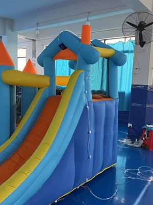Polyester Oxford bơm nước màu xanh dương và cam trượt nước cho trẻ em công viên vui chơi