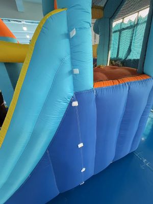 Polyester Oxford bơm nước màu xanh dương và cam trượt nước cho trẻ em công viên vui chơi