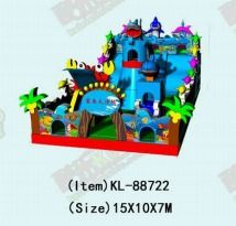 Bơm hơi chủ đề biển: Cầu trượt cá mập & Xanh dương tùy chỉnh