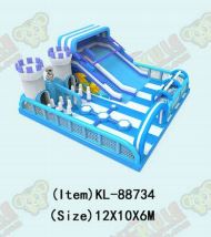 Blue Inflatable Castle: vui vẻ cho những nhà thám hiểm nhỏ phiêu lưu - khu vực chơi sẵn sàng