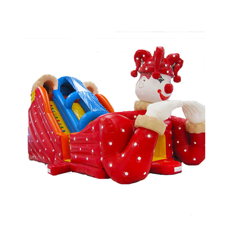 Clown màu đỏ trẻ em công viên giải trí trượt tuyết bơm cho thuê