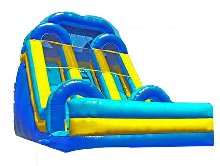 Màu xanh dương Huge Outdoor Two Lane Inflatable Slide Cho thuê